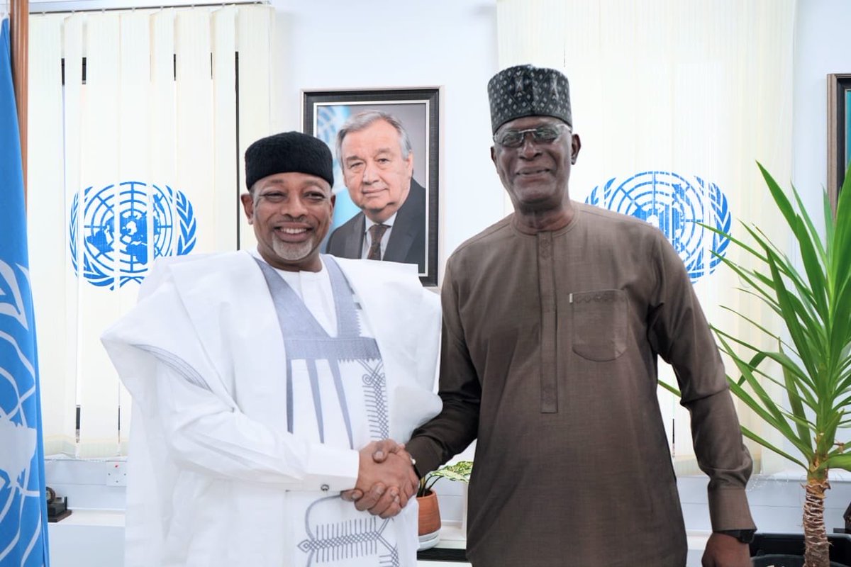 MohamedFall's tweet photo. Honoured to welcome @SenatorAKyari @ngfmafs to the @UN House, for the signing of a landmark agreement between @NigeriaGov, @FAO &amp; KOICA to launch Green Jobs for Youth in Resilient Agrifood Systems, a 5-year project to create opportunities for rural youth in 🇳🇬. #SDGs https://t.co/pH1IUyvtw0