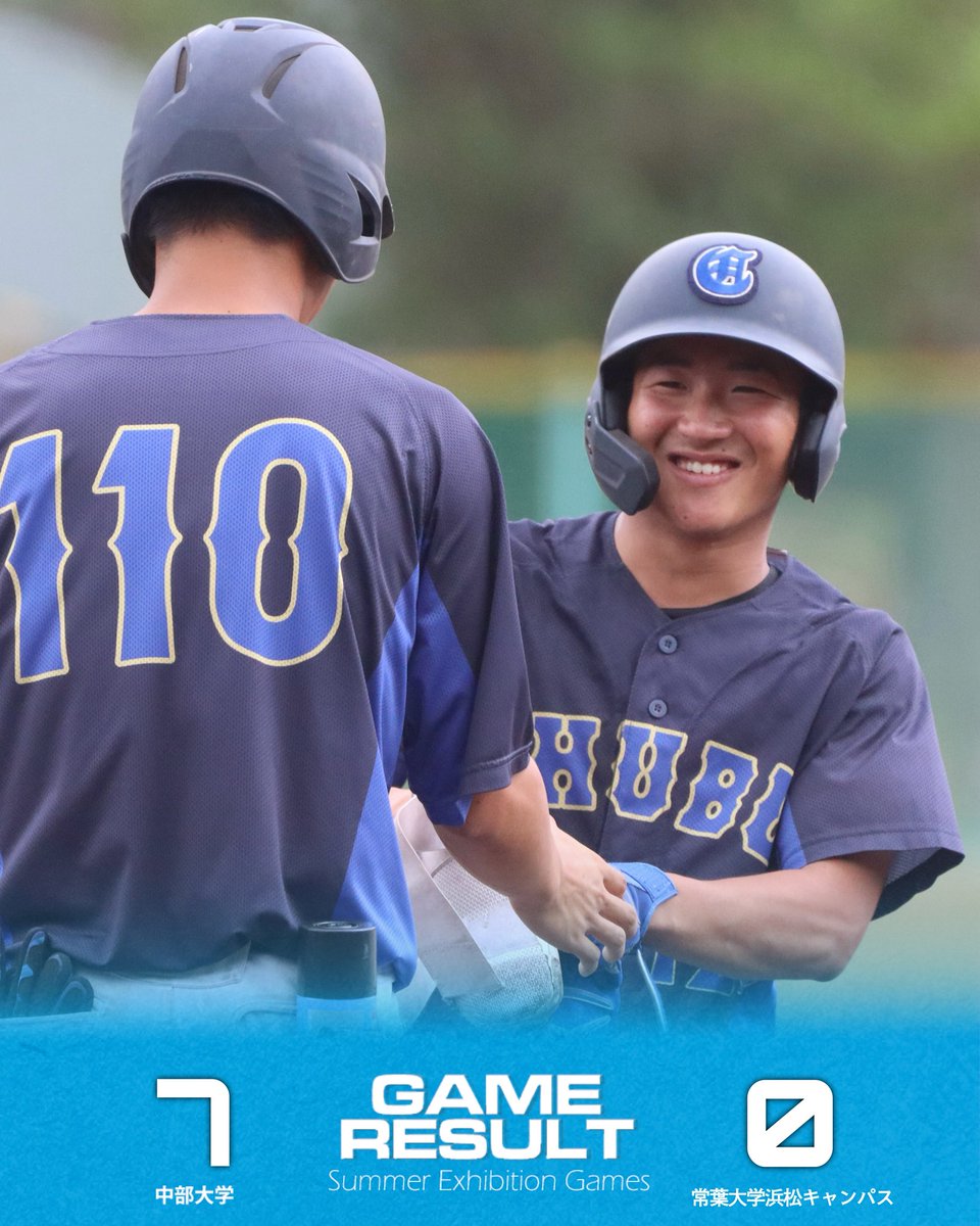 chubu_baseball's tweet photo. 【オープン戦のお知らせ】
本日の常葉大学浜松キャンパスとのオープン戦は7-0で中部大学が勝ちました。

〈次戦のお知らせ〉
vs 中京学院大学 W
8月9日(日) 9:30~
(中部大学野球場)

①八木 七遼(1年･ #豊川)
　堀 祐樹(1年･ #金沢) https://t.co/rewTE7JGhc
