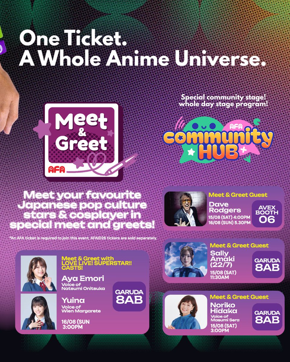 animefestasia's tweet photo. #AFAID26 Only 7️⃣ days left! 

There are 7️⃣ Anime Festival Asia Indonesia 2026 experiences you don't want to miss!

🎟️ Your AFAID26 Festival Ticket unlocks the Exhibition + NEXT STAGE, from only IDR 100K per day! All Concert Ticket holders enjoy both too.
🔗https://t.co/PZCIR7nWBQ https://t.co/XSw2dq6faT