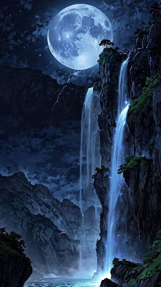 vijaykumarc's tweet photo. Two falls of liquid starlight, guarded by thunder and an eternal full moon. https://t.co/FOCXC7Y6uy