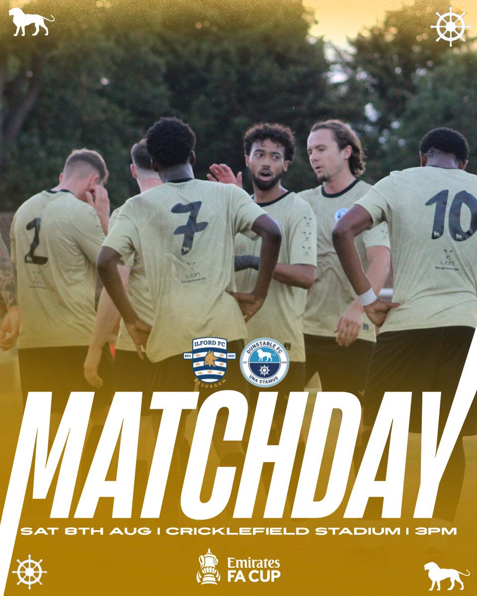 DunstableFC's tweet photo. ⚽️ MATCHDAY
🆚 ILFORD FC
🏆 THE EMIRATES FA CUP
🏟️ CRICKLEFIELD STADIUM, IG1 1UE
🕢 3PM
🖼️- @GLphotography14
@LionSportswear
#WeStandTogether #youareenough https://t.co/GvNFmvouDh