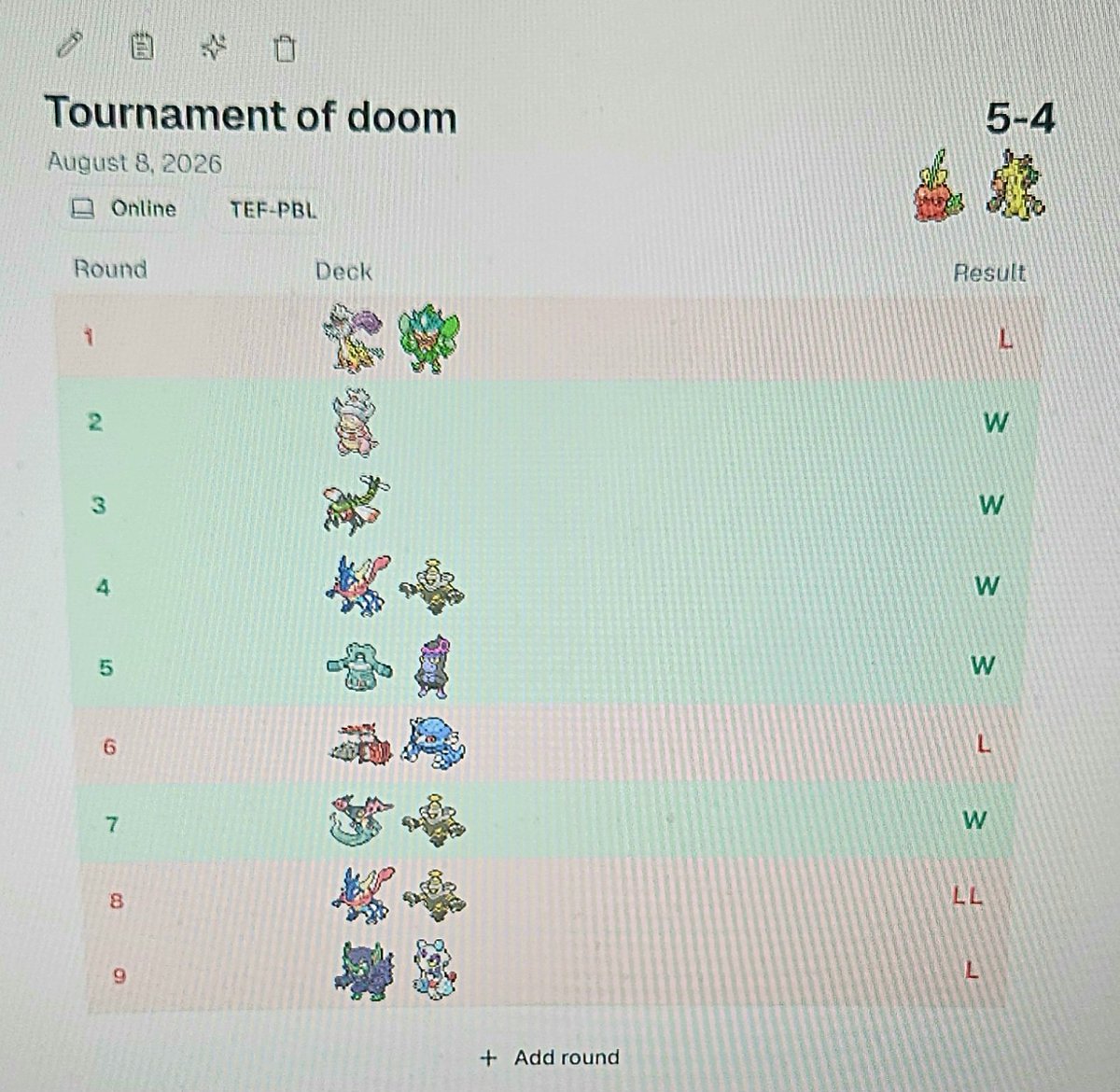 Octopusinuse's tweet photo. Played in my firdt tournament  of Doom 

I haa to wake up at like 5 am in the morning and fumbled a 4-1  into a 5-4😭 https://t.co/WnQ0mQ7eZS