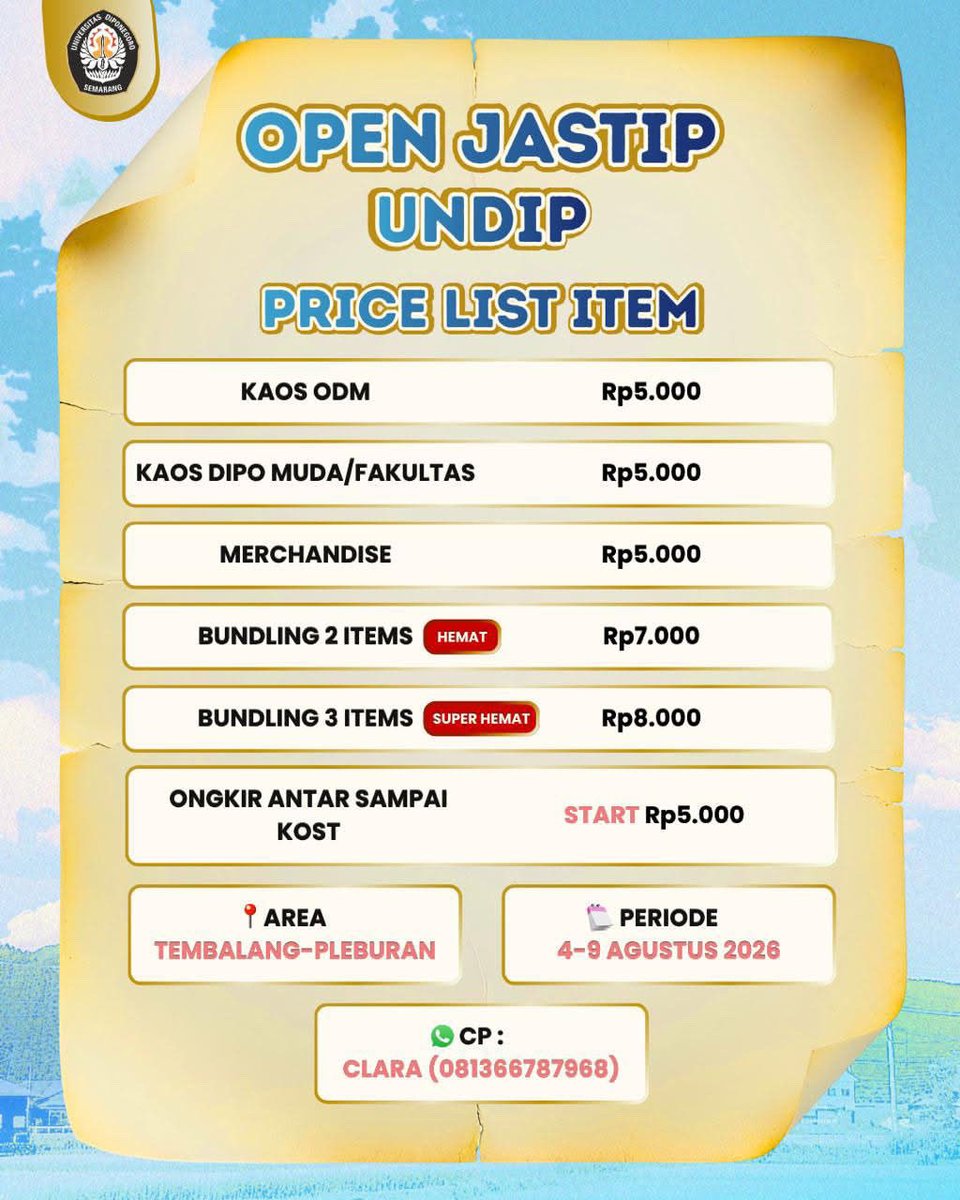 yookleey's tweet photo. dips! yuk jastip disini bagi yang belum di tembalang atau yang berhalangan ambil 😆✨
#undip #odmundip #jastipkaosodm #jastipundip https://t.co/qEfxbmtUeE