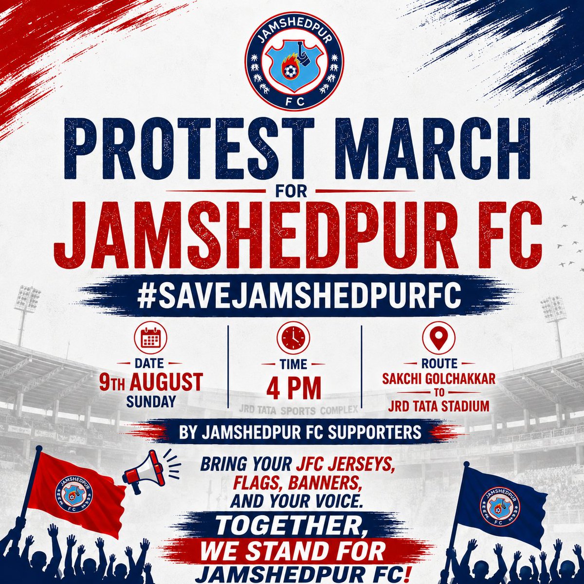 the_red_miners's tweet photo. बापू के अमन से बोस के इंकलाब तक, अपने हक के लिए हम हर रास्ता चुनेंगे।
यह लड़ाई हमारी सम्मान की है, और इसे हम हर हाल में जीतेंगे।

Calling out all the Jamshedpur FC fans, join us in the protest march to #SaveJamshedpurFC ✊ https://t.co/VpTiSr5VZR