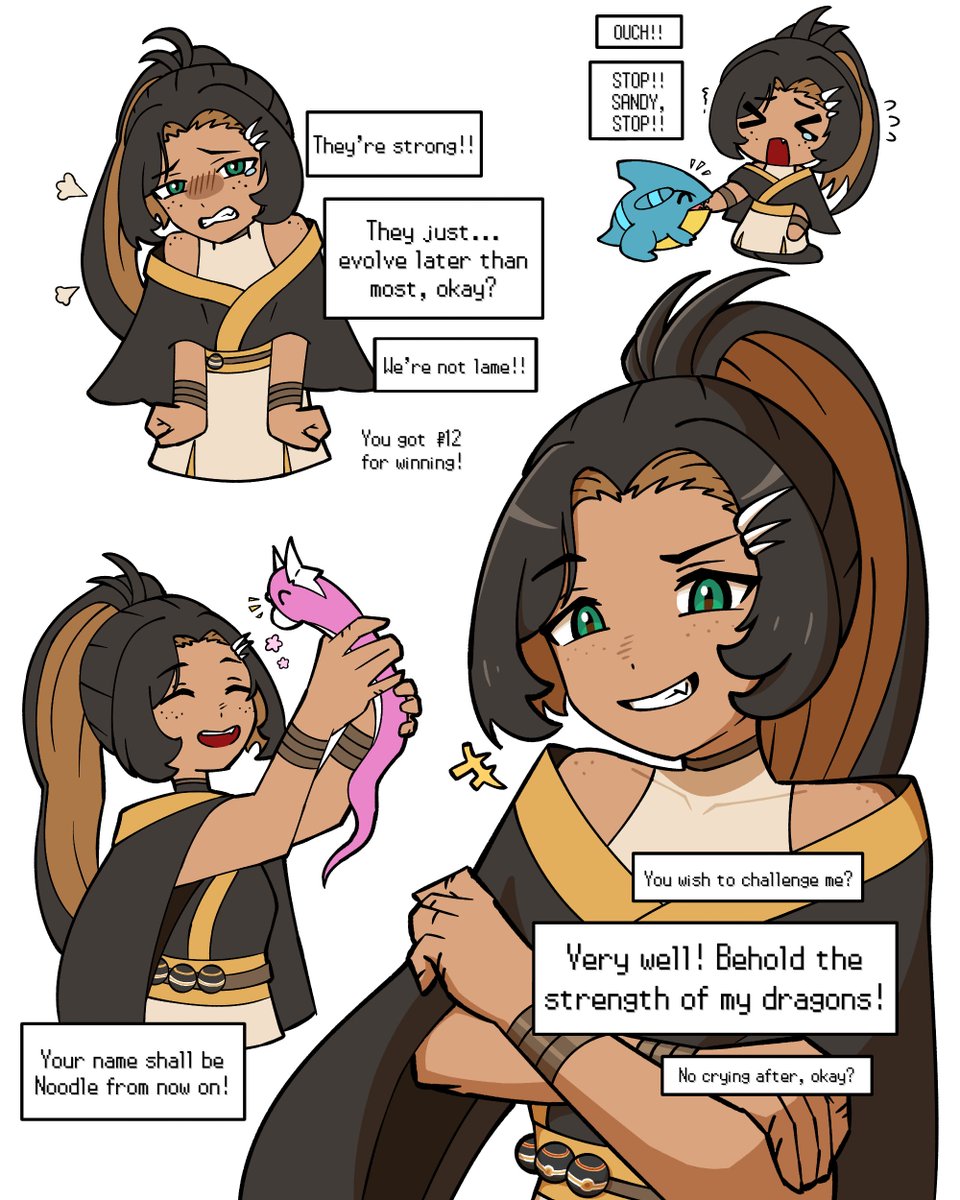 gribberoni's tweet photo. I love the concept of a Dragon-type trainer, who are usually known for being incredibly skilled and competent, just being an absolute loser https://t.co/R14b5c7tZT