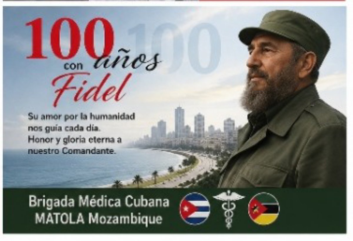 bmcmatola2mz's tweet photo. Brigada Médica Cubana MATOLA Mozambique, Nuestro eterno Fidel ,sus ideas por un camino victorioso ,hacía Cuba y el mundo Vivirán por Siempre 
#FidelVive
#Fidel100
#FidelEnNuestros♥️♥️ 
#DesdeMozambique https://t.co/oFvCB8rhc5