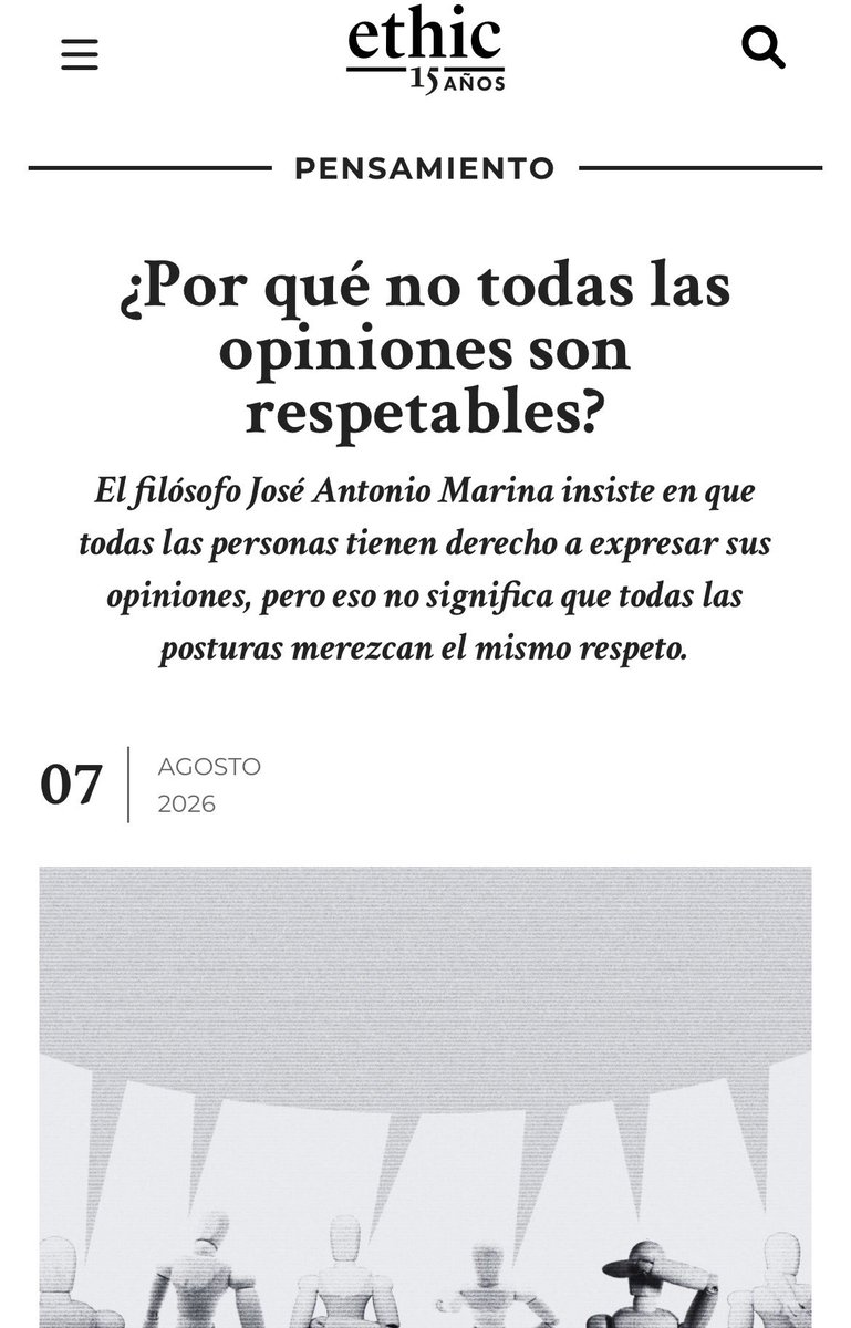 sanz_ismael's tweet photo. En tiempos de redes e IA, la alfabetización mediática debería ser una competencia básica.
José Antonio Marina. 
No basta con buscar información: hay que evaluar fuentes, distinguir hechos de opiniones, detectar falacias y cambiar de idea cuando hay mejores evidencias.
Pensar críticamente no es desconfiar de todo. Es razonar mejor.
https://t.co/KSbVmaQ8g8