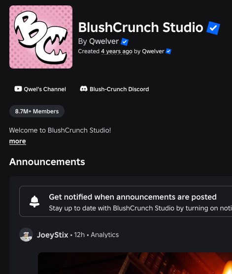 xenogenderjacob's tweet photo. /reminder that qwel is still the owner of blushcrunch's roblox group by the way. she can still get money and you are directly funding her despite her "stepping down" from dandys world and it being managed by someone else now. even her channel is still linked https://t.co/xVEvV5O6dN