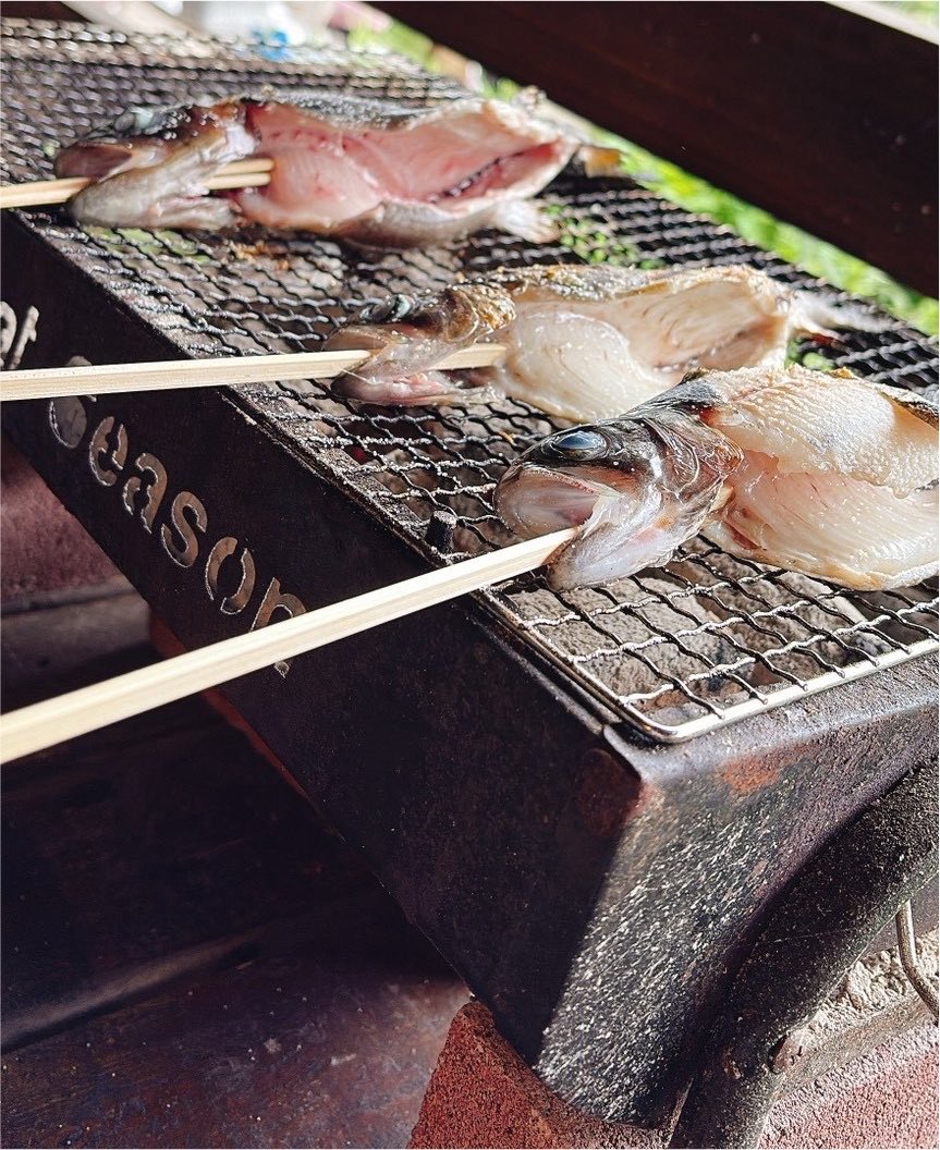 sakasub's tweet photo. 釣ってすぐ焼いて食う！ https://t.co/IklVHyqWSQ