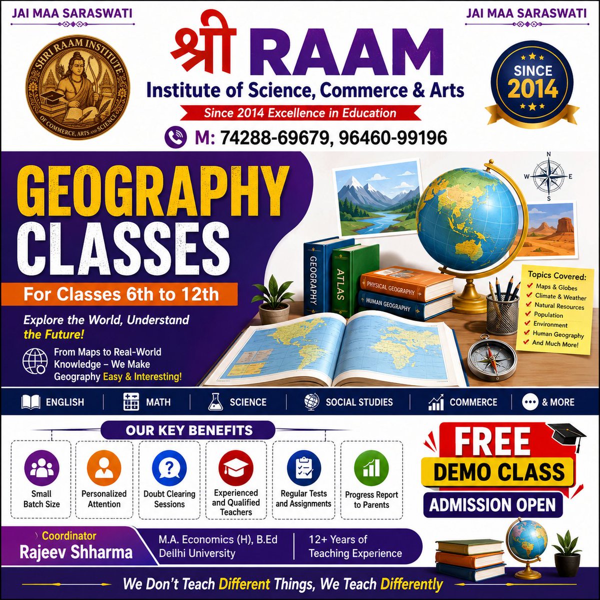 shriraamcenter's tweet photo. 🌍📚 GEOGRAPHY MADE EASY! 

🔥 FREE DEMO CLASS | ADMISSIONS OPEN
📞 M: 74288-69679, 96460-99196
🎓 श्री RAAM Institute of Science, Commerce &amp; Arts
👉 DM / Call Now &amp; Book Your FREE Demo Class!
#GeographyClasses #GeographyMadeEasy #TuitionClasses #StudentSuccess #ShriRAAMInstitute https://t.co/cLCeasC5tq