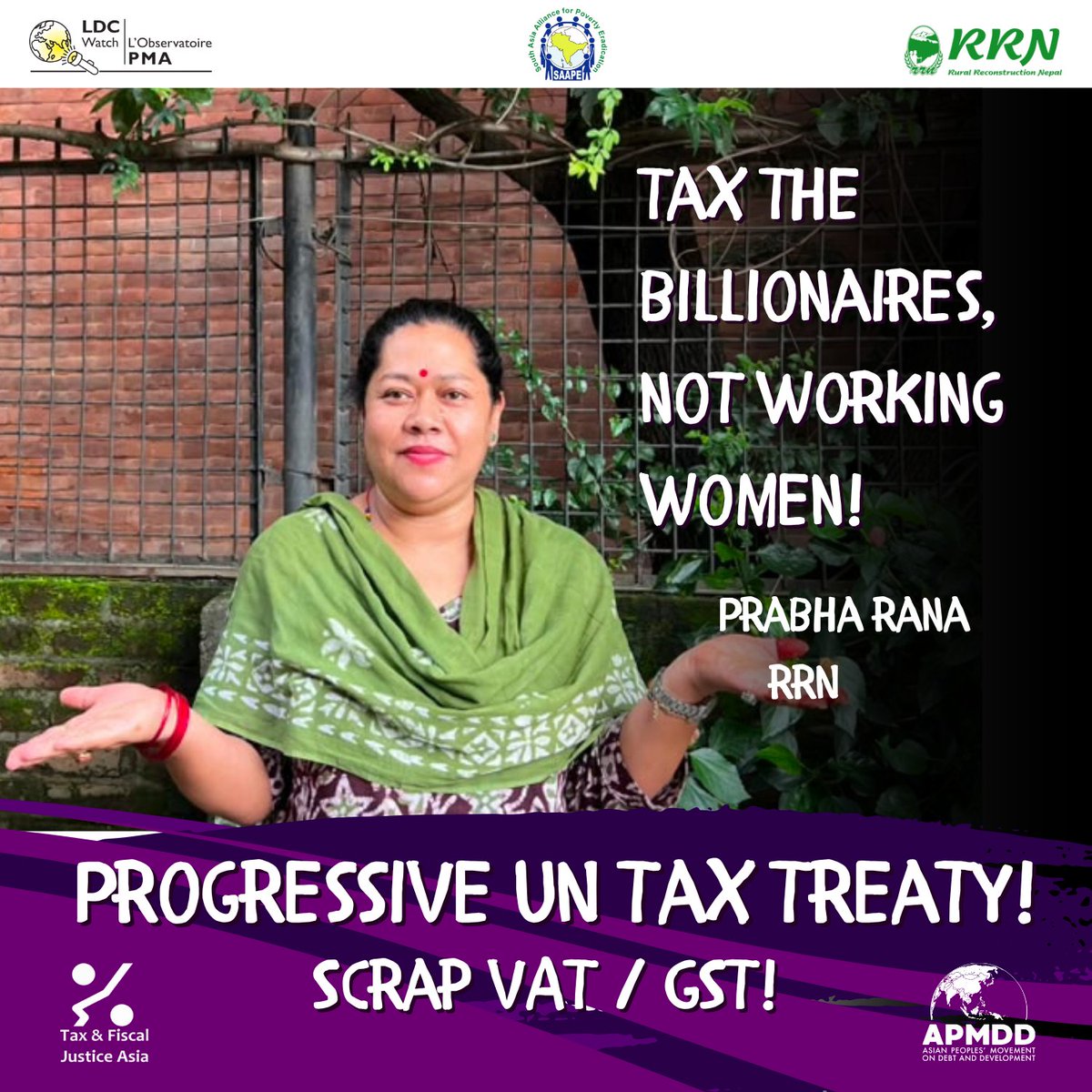 saape_network's tweet photo. Working women should not be paying the price for a system that lets billionaires and multinational corporations avoid their fair share. Tax the rich, not the people who keep our economies running.
#RewriteTheRules #UNTaxConvention
#AsianWomensDay #TaxJustice #EconomicJustice https://t.co/MU804bNfL8