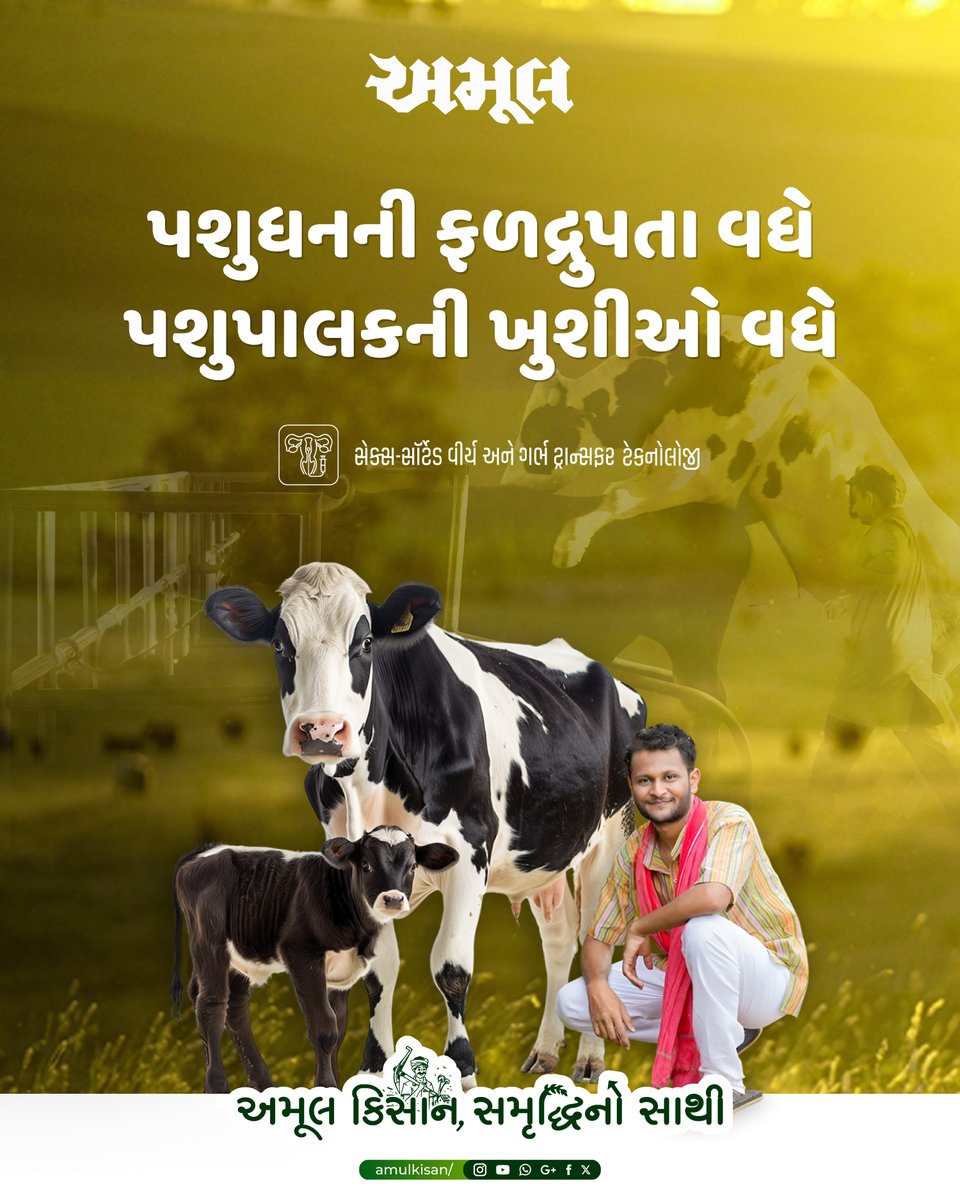 Amul_Kisan's tweet photo. પશુધનની ફળદ્રુપતા વધે, પશુપાલકના ચહેરા પર ખુશીઓ ખીલે.
યોગ્ય માર્ગદર્શન અને આધુનિક પશુપાલન પદ્ધતિઓ સાથે સફળતાની નવી દિશા.

#AmulKisan #પશુધન #ખુશપશુપાલક #સમૃદ્ધિનોસાથી #AnimalCare #DairySuccess https://t.co/8FRiESlj6z