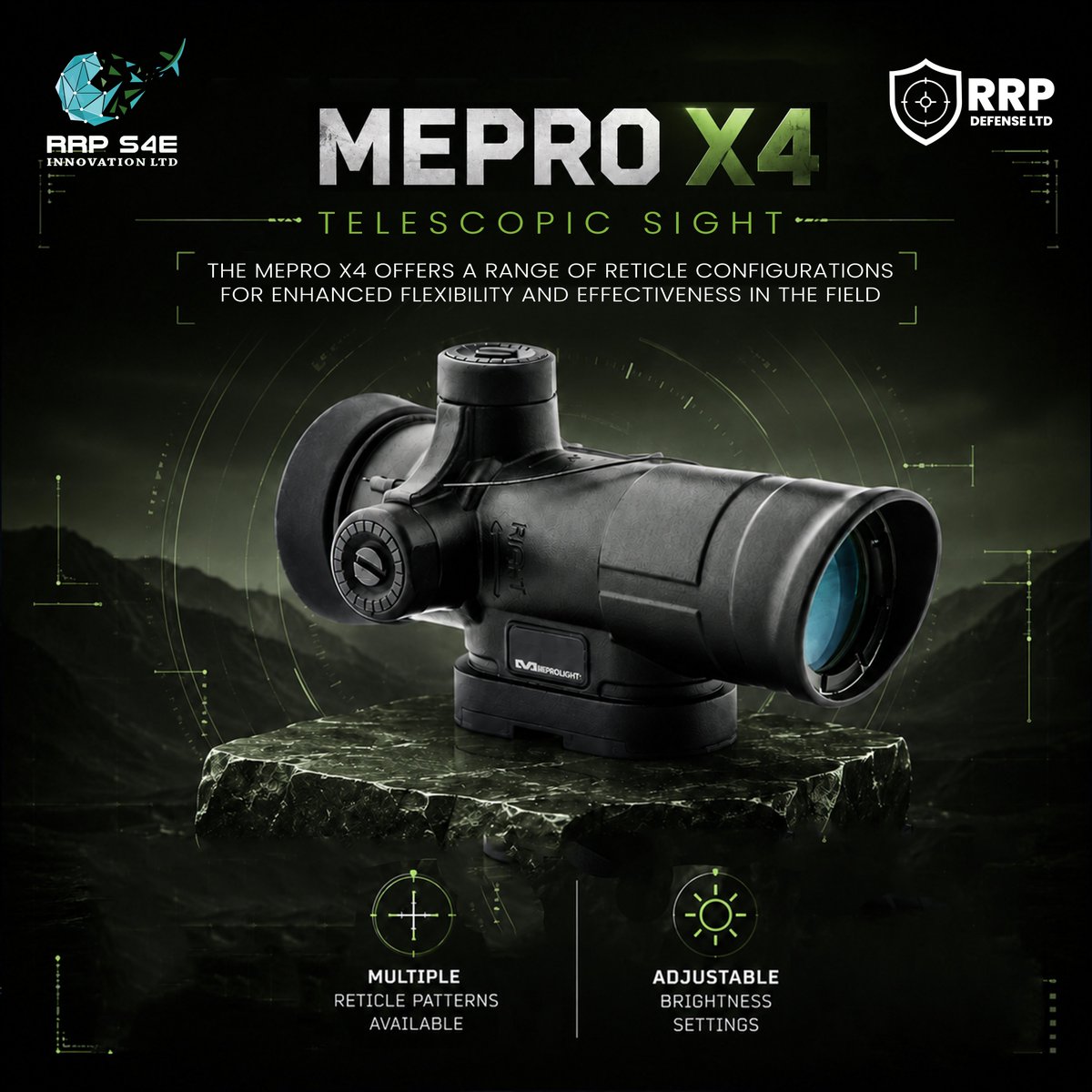 RRPS4E's tweet photo. Multiple reticles. Reliable precision. MEPRO X4 is designed for confident target acquisition in demanding environments.
#MEPROX4 #TelescopicSight #DefenseTechnology #TacticalOptics #TargetAcquisition #ElectroOptics https://t.co/r0lfxiH4BS
