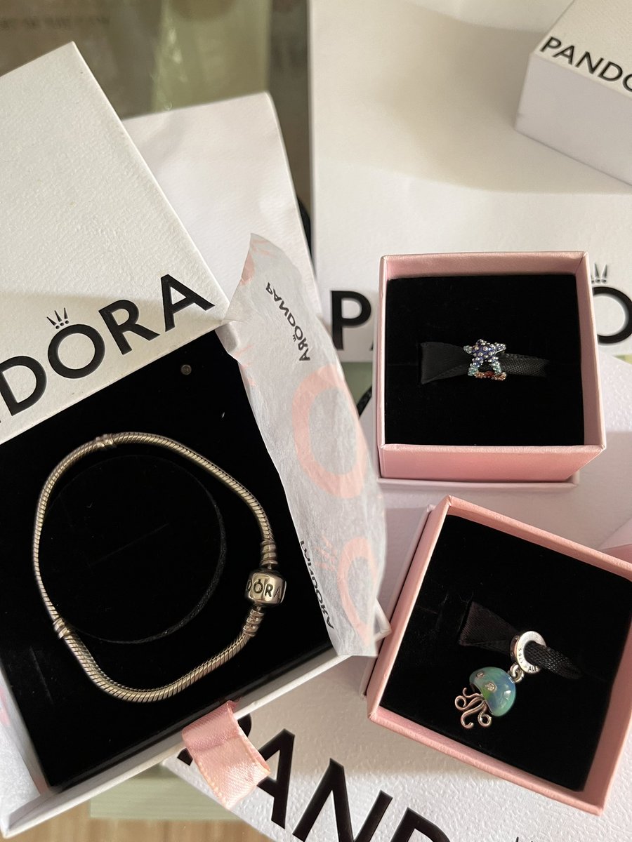 juesqueblu's tweet photo. wts | jual pandora bracelet charm 
original ada box paperbag n receipt 
bracelet 800 
starfish 550
jellyfish 750 

good condi ✅
bisa nego ✅
bisa manual or oren ✅
📍Tangerang 

#preloved #pandora #bracelet #charm #gelang #zonauang #zonajajan https://t.co/LGG9kk6LmQ