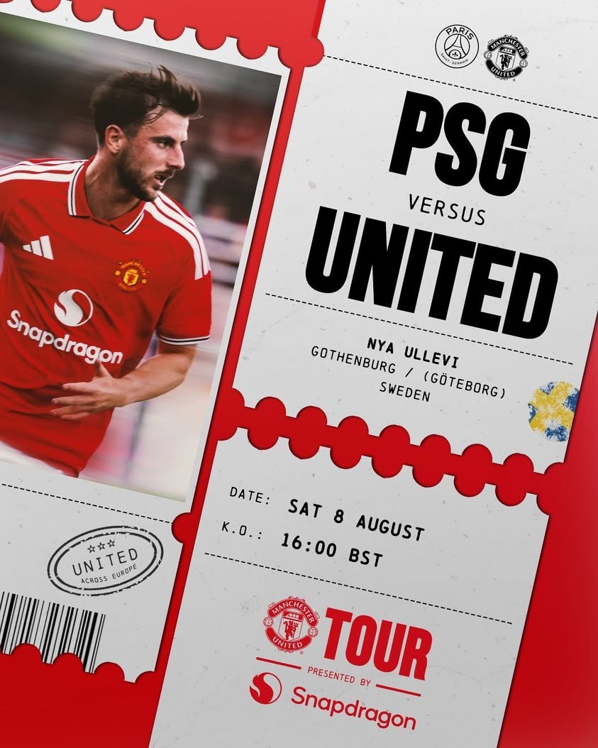 ManUtd_ID's tweet photo. Laga pramusim ke-4️⃣! 👊🔥

🆚 PSG 
🗓️ Sabtu, 8 Agustus
⏰ 22.00 WIB https://t.co/ggZpLYa6J9