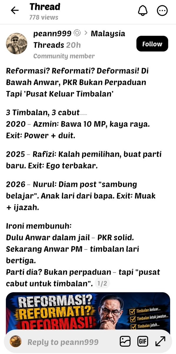 Mxllan's tweet photo. Azmin cabut power, Rafizi cabut ego, Nurul cabut malu.
Yang tinggal? Kerusi panas &amp; janji manis.

Soalan:
Timbalan #4 – kita tunggu  berapa bulan bertahan? 

#PKR #AnwarIbrahim #ReformasiDeformasi #TimbalanLariBerturut
https://t.co/fciWxQ9SlV https://t.co/ITDg183hvI