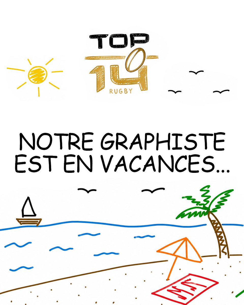 top14rugby's tweet photo. C’est les vacances pour notre graphiste, donc on fait comme on peut… 🏖️☀️ https://t.co/FI7D90zQki