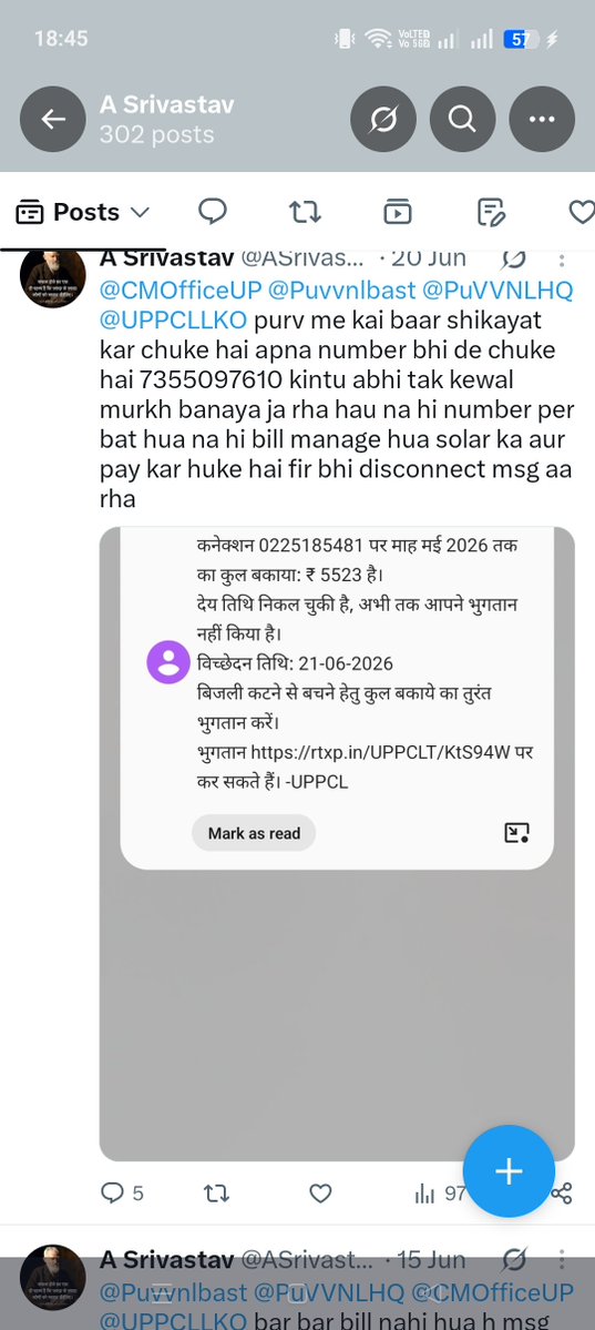 ASrivastav38734's tweet photo. @aksharmaBharat @PMOIndia @CMOfficeUP @UPGovt @mygovindia @BJP4India @BJP4UP @UPNEDA_Agency @RSSorg @AKSharmaOffice @BJYM @PuVVNLHQ @Puvvnlbast @dmbas_ @CommissionerBst @mygovindia @myogiadityanath @yadavakhilesh तीन महीने से लगातार शिकायत कर रहे है लेकिन पूरा विभाग नपुसंकता पर उतर आया है कोई निस्तारण नहीं बार बार यही हो रहा है 7355097610 नंबर दिए है किंतु निस्तारण नहीं ��र रहे है सोलर यूनिट ऐडहोनाहै https://t.co/hb94dLVtci