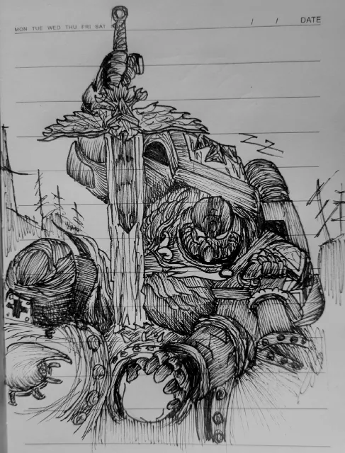 AzullaLit's tweet photo. just warhammer 40k drawings i drew as practice https://t.co/hwxKoEodkA