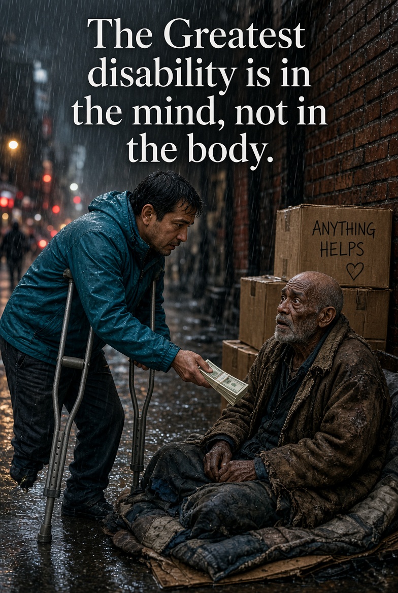 DogsTrustX's tweet photo. While many people with two good legs walk past the homeless every day…
This man on crutches stopped and gave.
Proof that the real limitation was never in the body.
It was always in the mind. https://t.co/wetBoez6Jn