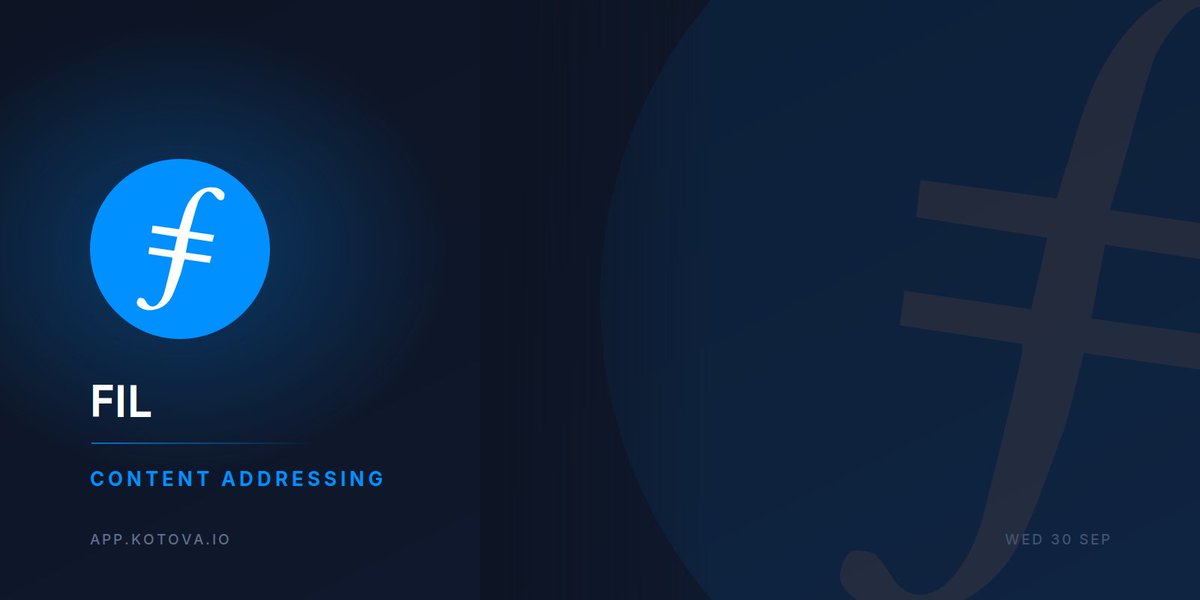 kotova_io's tweet photo. The web addresses files by location — a URL points at a server. Break the server, break the link.

IPFS addresses them by content: the name IS the hash. Filecoin added the missing piece — paying people to keep storing it.

Swap into (or out of) FIL on Kotova X. https://t.co/SXVbM1v3BJ