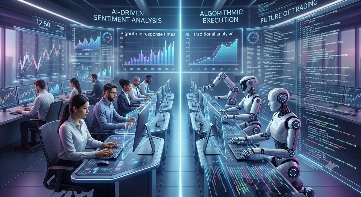 MKregul's tweet photo. The line between AI trading bots and human traders is blurring faster than expected.

​Within the next year, market sentiment will be driven more by algorithmic response time than traditional analysis.

​Adapt early or get left behind. What is your strategy for this shift? https://t.co/NsK8Ko8CGN