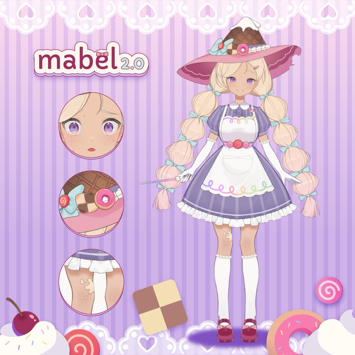 hellowmabel's tweet photo. 🪄.✦ ݁˖ ꒰ OFFICIAL REFERENCE SHEET ꒱ .✦ ݁˖🍬

HELLOW my name is Mabel and I'm the wicked candy witch of EU-based vtuber group @floratelier_ ( ｡ •̀ ᴗ •́ ｡) .ᐟ.ᐟ

Design: me
Art &amp; rig: @/zoromezorome 

🎨: #artmellows
📽️: #clipmellows
general: #mellowmabel https://t.co/pkd9V9e11Z
