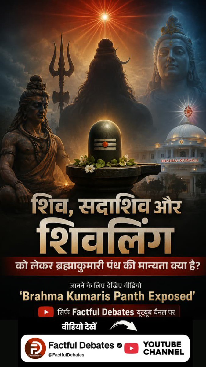Divinedhruv757's tweet photo. #ब्रह्माकुमारीपंथ_का_पर्दाफाश
शिव, सदाशिव और शिवलिंग को लेकर ब्रह्माकुमारी पंथ की मान्यता क्या है? जानने के लिए देखिए वीडियो 'Brahma Kumaris Panth Exposed', सिर्फ Factful Debates यूट्यूब चैनल पर।
Om Shanti Panth Exposed

Watch Factful Debates YtChannel
https://t.co/KfvrZFX4fc https://t.co/5DgDfR5TXl