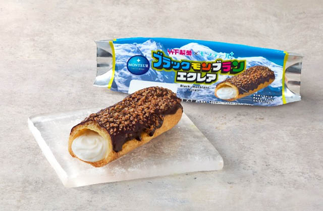 TwitFukuoka's tweet photo. モンテール×竹下製菓 - ブラックモンブランとコラボしたエクレア 地域限定で登場 → https://t.co/KuhMm2Uyc5 https://t.co/TWS7FkknJ0