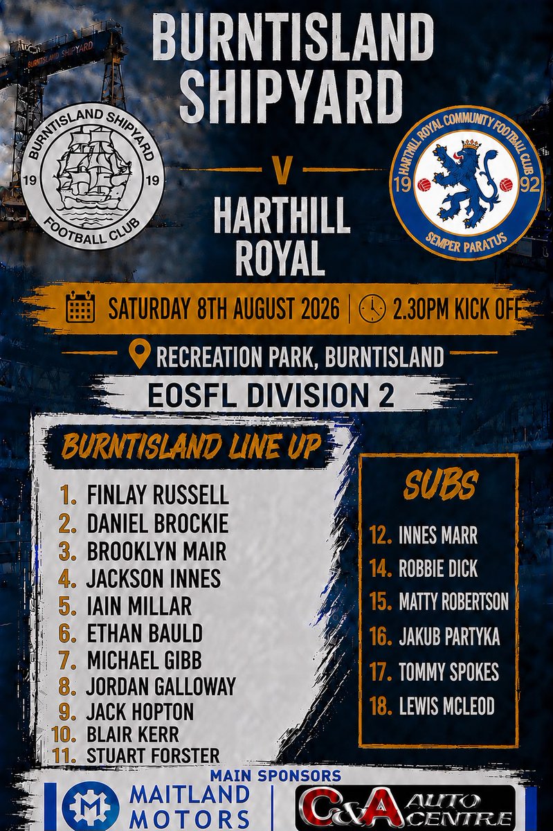 BShipyardFC's tweet photo. Today's Shippy team to face Harthill Royal. https://t.co/RP99ycXeFu