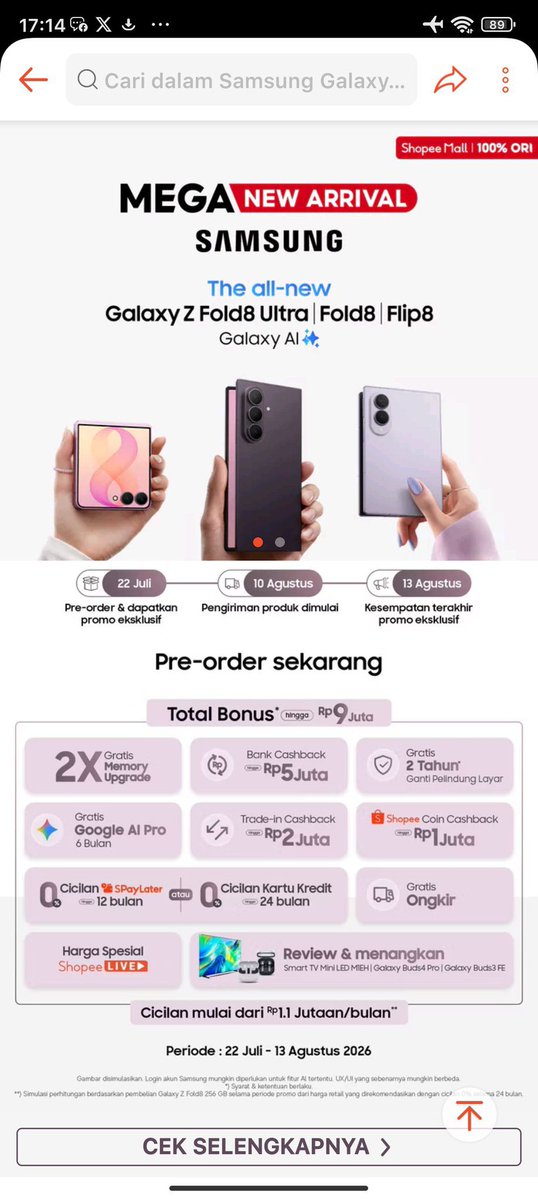 defixry's tweet photo. @ShopeeID Nikmatin konten di #GalaxyZFold8 jadi lebih seru dengan rasio main screen 4:3 #FoldTheDoubt #ThisIsGalaxyZFold8xShopee 

WISH ME LUCK @ShopeeID https://t.co/eJ3odJOhOe