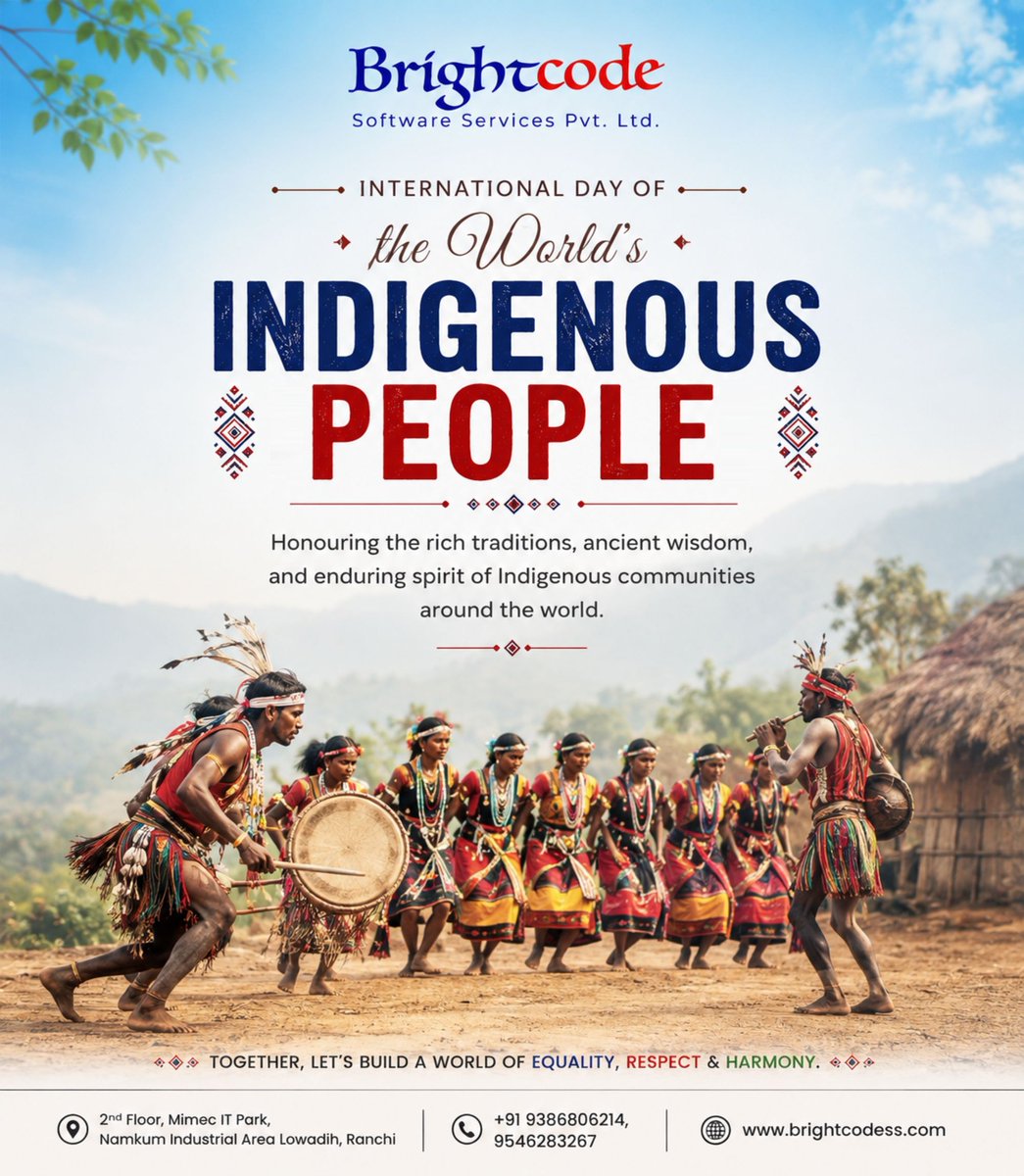 brightcodebss's tweet photo. Honouring Indigenous cultures, traditions &amp; wisdom. 🌎❤️ Let’s build a world of equality, respect &amp; harmony. 🤝

#IndigenousPeoples #CulturalDiversity #Equality #Respect #Inclusion #Harmony #Brightcode #Ranchi https://t.co/LDLQmmxNkj