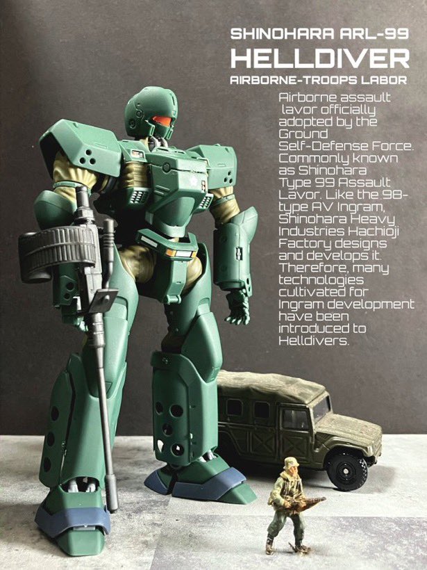 amema9999's tweet photo. #毎日パトレイバー 
#patlabor
TV版第45話「職業選択の自由」より、野明が不破隊長からスカウトされた空挺部隊の機体・篠原重工ARL-99 ヘルダイバー。どこかの並行世界では、ヘルダイバーでミッションをこなす野明もいたかもと妄想が捗りますね🤭 不破二尉のフィギュアも買っとけばよかったなあ。 https://t.co/4ua6JmQvd9