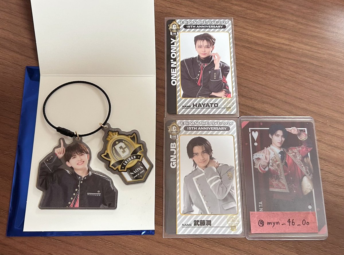 po__0928's tweet photo. 【交換】EBiDAN THE LIVE 2026 15th Anniversary ランダムアクリルキーホルダー トレカ チームC

譲: アクキー　NAOYA
　  トレカ　　HAYATO、武藤潤
求: 曽野舜太

❖郵送交換希望　検索からでもお気軽にお声掛けください🙇 https://t.co/hnl5LIOOGv