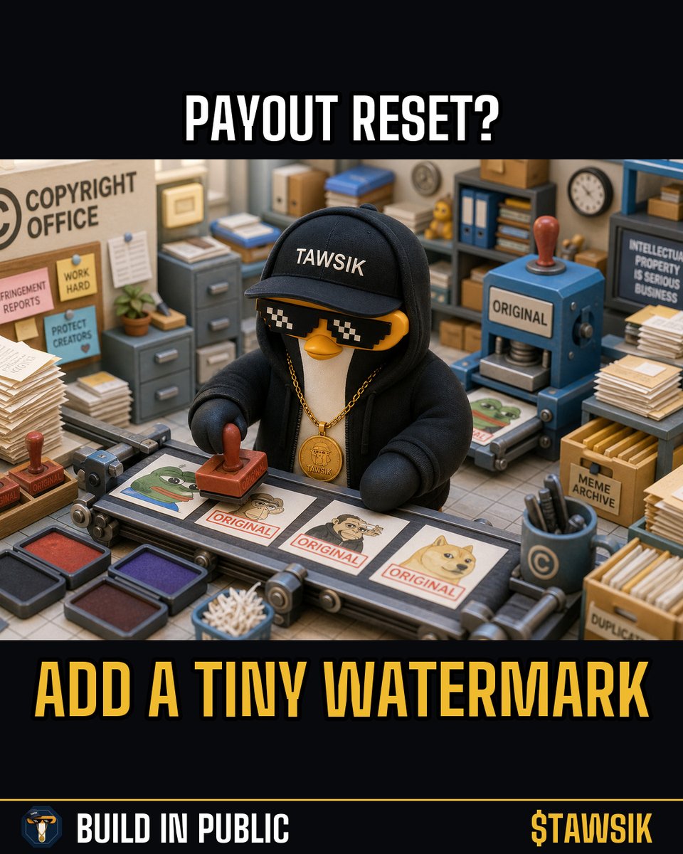 Zakxleb's tweet photo. nobody:
me: watermarking the watermark in case originality gets audited
$TAWSIK #MemeCoin #OriginalContent #PenguinGang https://t.co/DJJ7h2Nd4k