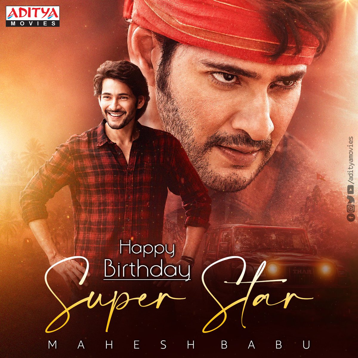 adityamovies's tweet photo. Wishing a very Happy Birthday to the ever-charismatic #SuperStarMaheshBabu. A true icon who redefined style, elegance, and superstardom with every film. May this year bring you even more success, happiness, and iconic moments on screen.❤️ 👑
#HappyBirthdayMaheshBabu #HBDSuperStarMaheshBabu #AdityaMovies