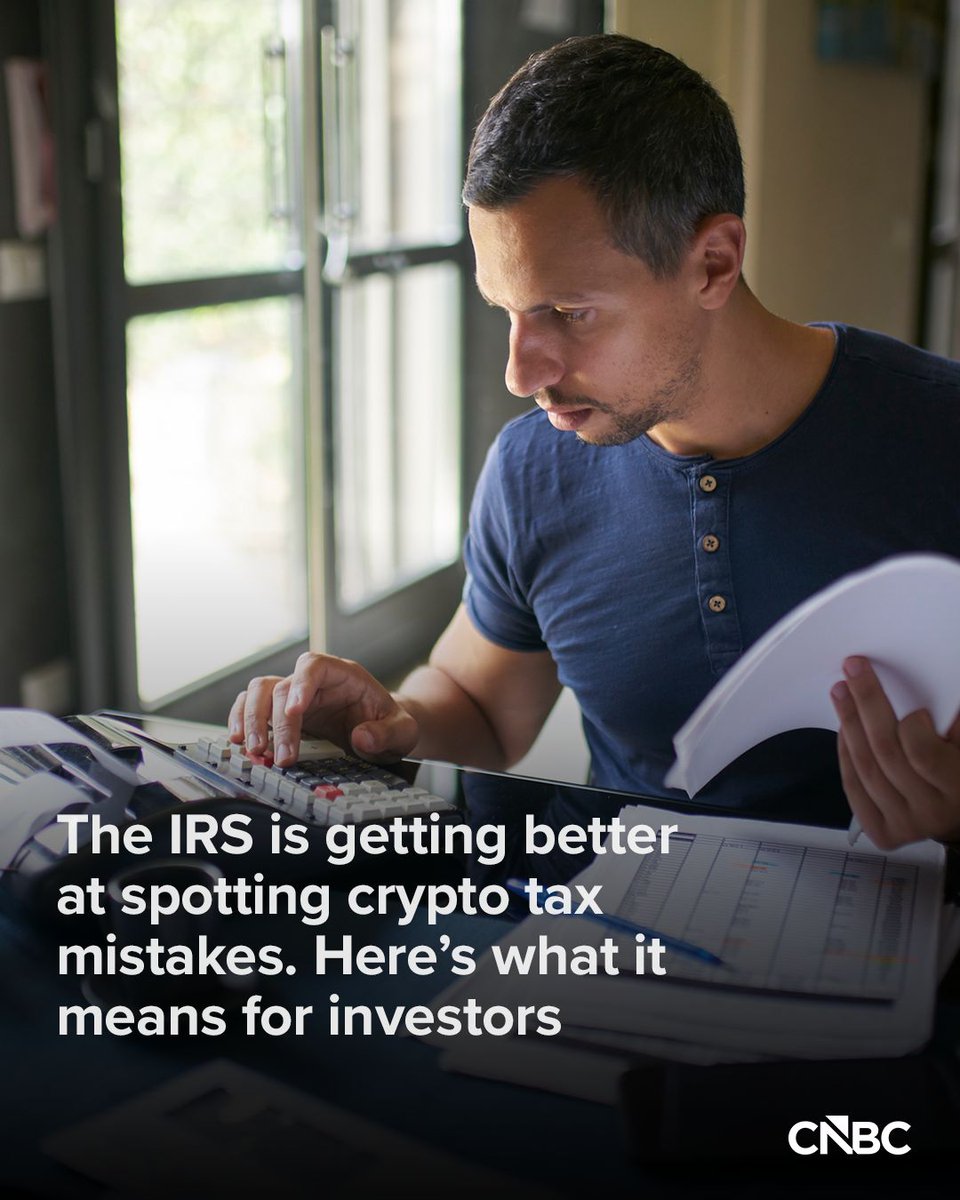 CNBC's tweet photo. Many crypto investors haven’t been paying their taxes correctly — and the Internal Revenue Service may soon know about it.

Determining tax on transactions involving digital assets is a notoriously difficult exercise, often much more so than for traditional financial assets like stocks and bonds, according to accountants.

By one estimate, just 32% to 56% of U.S. taxpayers with crypto holdings report their transactions to the federal government, according to a research paper published in March by the Review of Accounting Studies, an academic journal.

Learn more: https://t.co/qTlVNysVRr