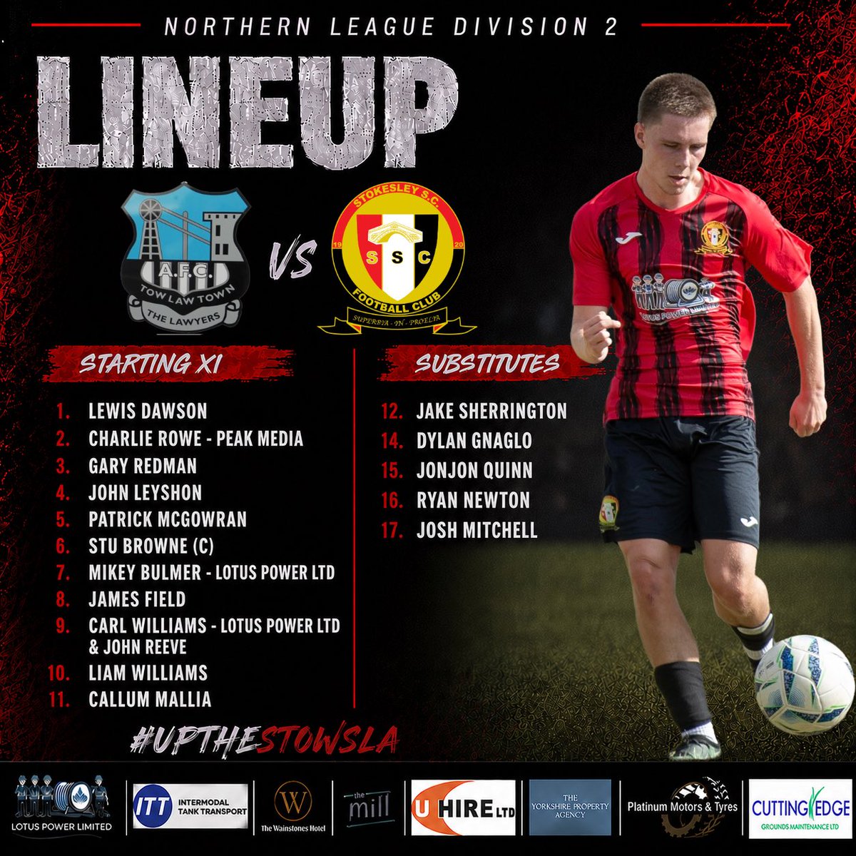 StokesleySCFC's tweet photo. Here’s how we line up this afternoon at Ironworks Road ⚽️

#UPTHESTOWSLA

🔴⚫️ https://t.co/expcXALqGn