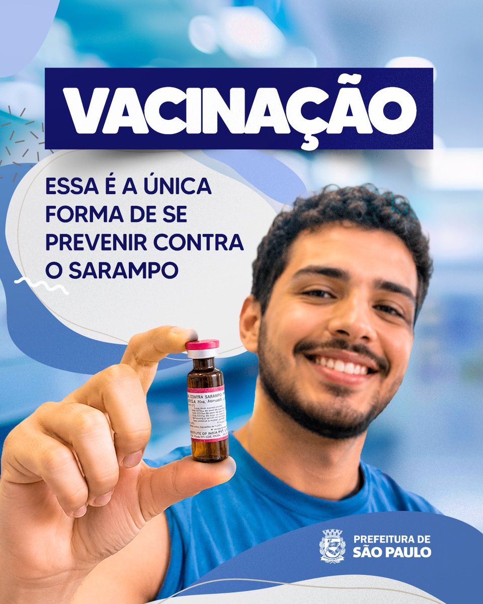 saudeprefsp's tweet photo. 💉 Atenção para a vacinação contra o sarampo!

De 3 de agosto a 1º de setembro, todas as pessoas de 6 meses a 59 anos poderão se vacinar na cidade de São Paulo durante a Campanha de Multivacinação.

Procure a UBS mais próxima e mantenha a proteção em dia! 💙

#SaudePrefSP #Vacinacao #Sarampo #Multivacinacao
