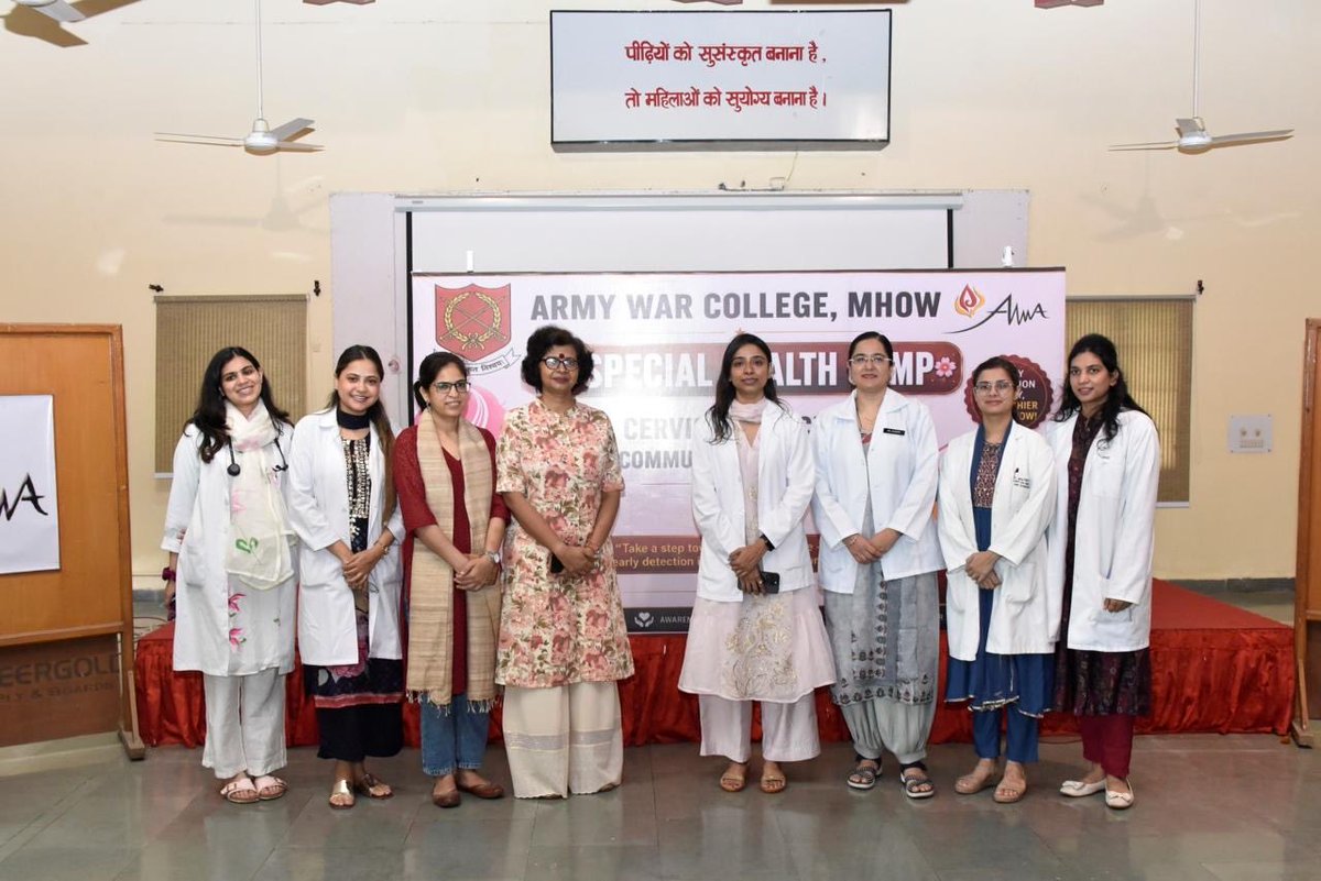ia_awc's tweet photo. Army War College, Mhow in collaboration with Index Medical College & Research Centre, conducted a free Cervical Cancer & NCD Screening Camp as run up to AWWA Day. The initiative promotes preventive healthcare through Screenings, Specialist Consultations and Health Counseling, reaffirming Indian Army's commitment to the well being of its families. #Army Cares # Preventive Healthcare.
@artrac_ia @adgpi