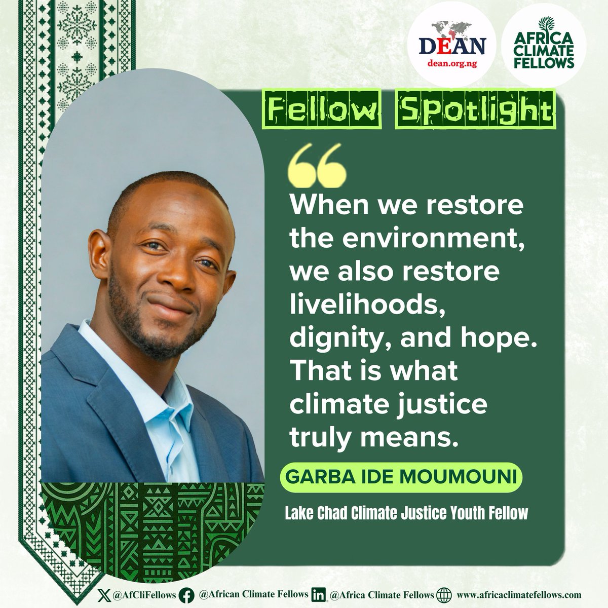 AfCliFellows's tweet photo. Restoring the environment is the only hope of restoring our livelihood. This hope is being ignited in the hearts of many across the Lake Chad region.

#LakeChadClimateJusticeYouthFellowship
#AfricaClimateFellows
#DEANInitiative https://t.co/FOnntDivJM