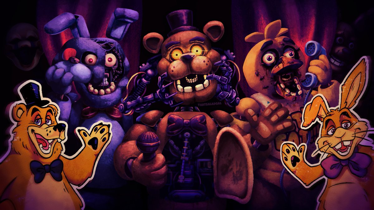 ThatSaladGal's tweet photo. Happy 12 years of Freddy everybody!!  🐻🍕⚙️🎁

I guess this is my apology for not having any art ready for the Fnaf anniversary last year lol

[ #Fnaf #FiveNightsAtFreddys ] https://t.co/nbB4563Qw0