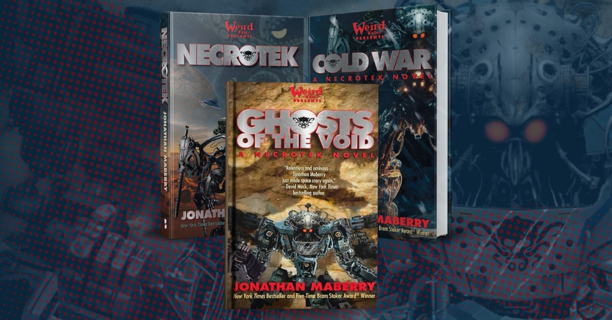 BlackstoneAudio's tweet photo. The nightmare that began in NYT bestselling author @JonathanMaberry's #NECROTEK (&amp; spread in COLD WAR) reaches its frightful conclusion in book 3, #GHOSTSOFTHEVOID (narrated by Ray Porter).🚀

Releasing 10/13 from Blackstone &amp; @weirdtales, shop the series: https://t.co/xpfUj9SfMF https://t.co/XJbcycbIoO