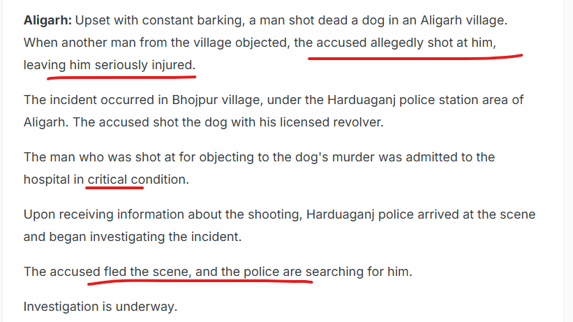 HoomanDecoder's tweet photo. DOG HATERS ARE CRIMINALS... HERE!! THEY STARTED SHOOTING DOGS AND HUMANS NOW!!

In Aligarh, a dog hater shot a puppy. 

Not because he was rabid, not because he had bitten or chased anyone... just because he barked!!

A neighbour questioned this dog hater about it, and the dog hater shot the dog lover too!!

This is exactly what we have been warning about since day one!! Dog haters are criminals. They start by hurting animals, only to end up hurting humans!

Dog haters are psychopaths, and hence they should be removed from society!!

@indSupremeCourt: No suo motu action even after so many incidents??

@CJP_for_India @Wangchuk66 @SonamVangchuk
#cjp_पार्टी #sonamvangchuk #StrayDogs
@SpotzHaroon #AnimalWelfare #Rabies #DogBites #ABCProgramme #Compassion #PublicHealth
@manekagandhibjp @gauri_maulekhi
@petaindia @asharmeet02 @peta
#StopAnimalCruelty #BeKindToAnimals #AnimalRights #saveindiafromdoghaters #JusticeForStrays #StopAnimalCruelty #Accountability #AmendPCA #NoMore50 #SaveIndianDogs #awaranahihamarahai
@rashtrapatibhv @THaPriYa123 @JahnaviIyer
@dilthi_gujarati @DDNewslive @ndtv @timesofindia
@pttv_tweets @ThanthiTV #AamAdmiParty
@PetaIndia @tncpim