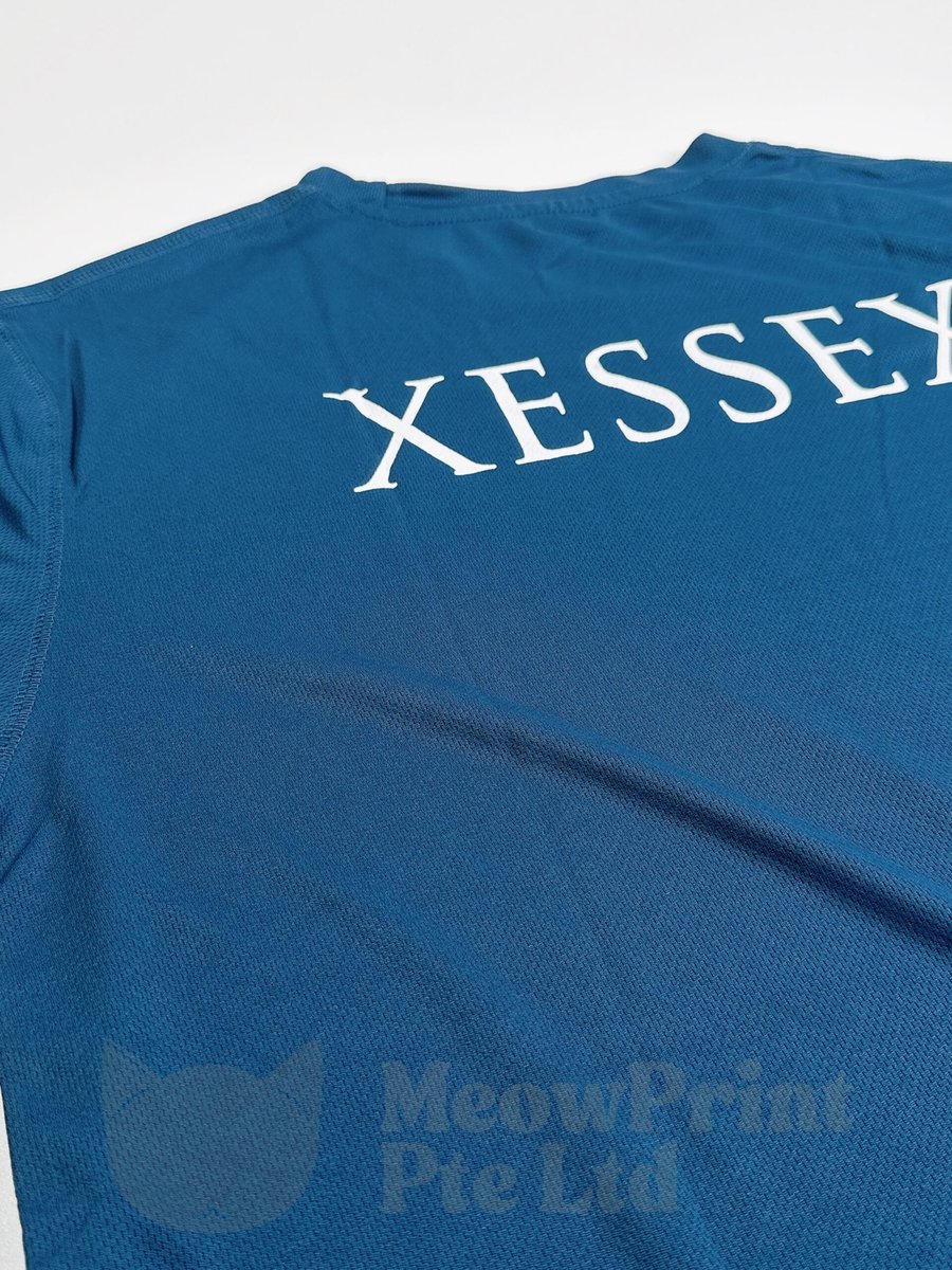 Meowprintsg's tweet photo. Sorting out dri-fit tees for your team?

Xessex Pte Ltd went with a blue dri-fit round neck, XESSEX in white on the left chest and again bigger across the upper back.

See it here: https://t.co/rlpdbFEXm2 https://t.co/2rGTZKN6Ic