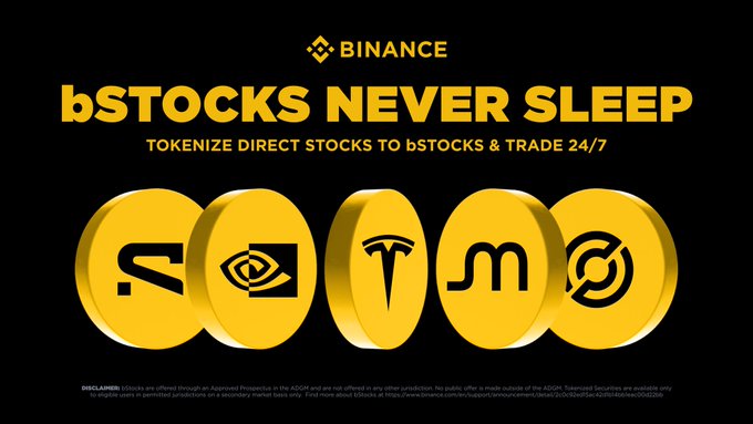 chikonn's tweet photo. *BStocks في بينانس* = أسهم شركات عالمية بس متقطعة على هيئة كريبتو.

اسمها الرسمي *Stock Tokens*

*الفكرة ببساطة*
بدل ما تشتري سهم Tesla كامل بـ 800$ ، تقدر تشتري 0.1 من السهم على بينانس بـ 80$.
السهم ده بيكون مربوط 1:1 بسعر السهم الحقي في البورصة الأمريكية. https://t.co/ONEQMUKyUE