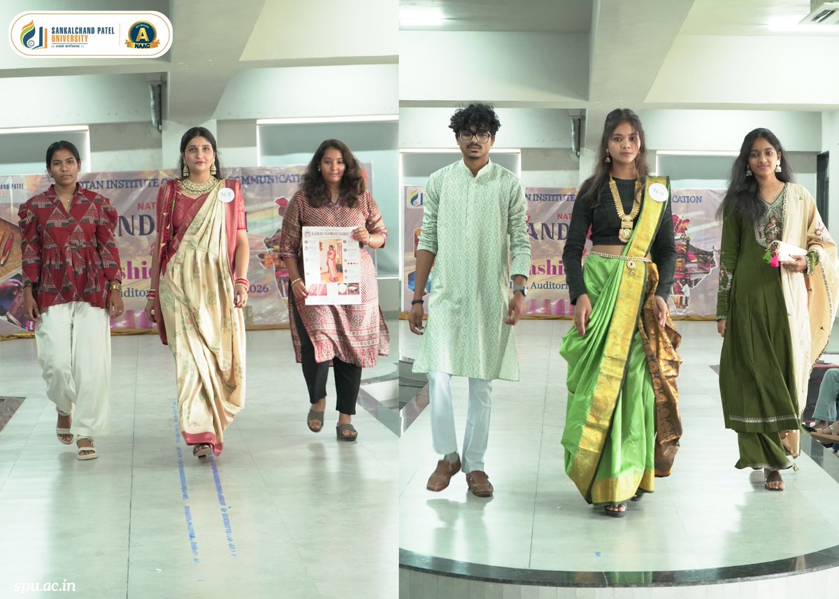 spuvsn's tweet photo. Nootan Institute of Design and Communication (NIDC), Sakalchand Patel University (SPU), Visnagar, hosted a vibrant Inter-College Handloom Saree Draping Competition to mark the 12th National Handloom Day and promote India's rich textile heritage among young designers.
#NIDC #SPU https://t.co/OU5GY3r9P7