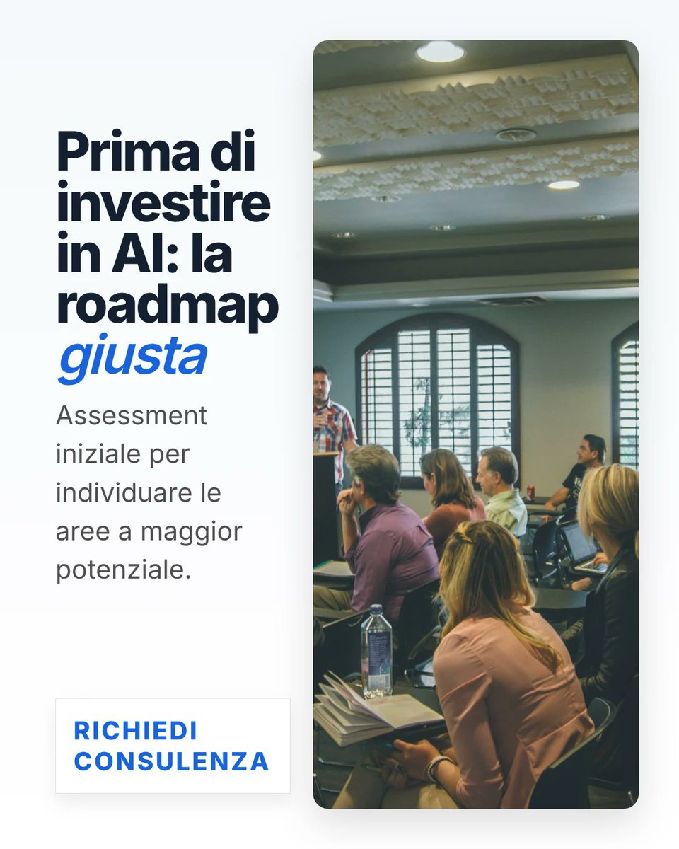AIFactorygroup's tweet photo. Investire in intelligenza artificiale senza una roadmap chiara è come navigare senza mappa. Rischia di tradursi in costi e progetti senza ritorno. 1/4 https://t.co/ibqqiMv7CJ