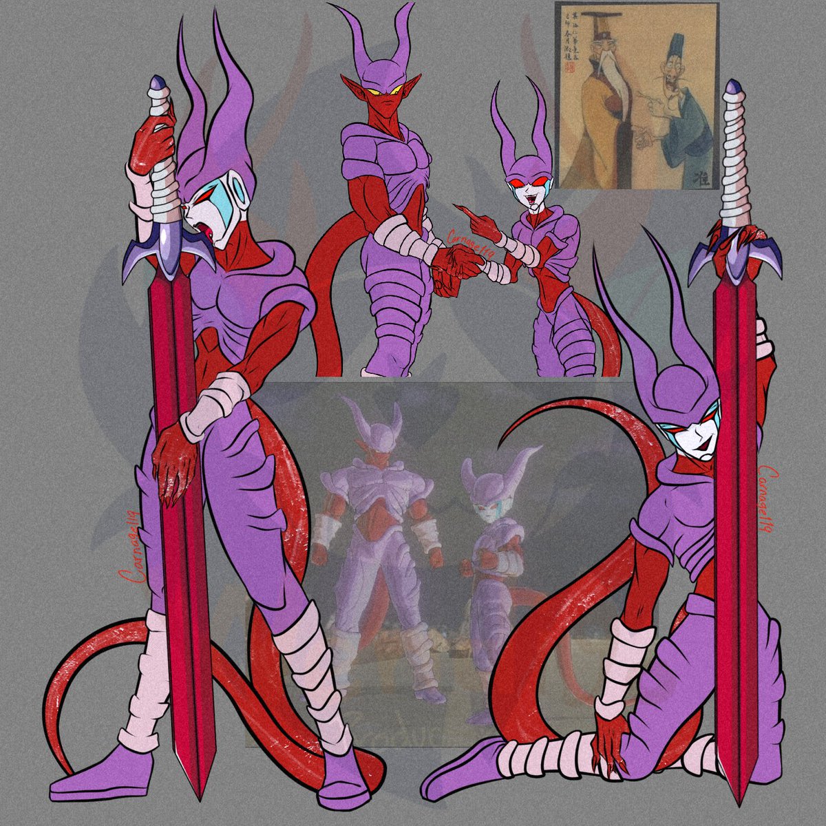 carnage1191's tweet photo. A moment of inspiration, that's all U_U
Basically, I asked my boyfriend what my character would look like in Janemba's clothes. He picked the first image, but I thought of the other two, along with the Mulan meme, haha. 
@TheStrikedb Love you my love https://t.co/aLDG1qcN6E