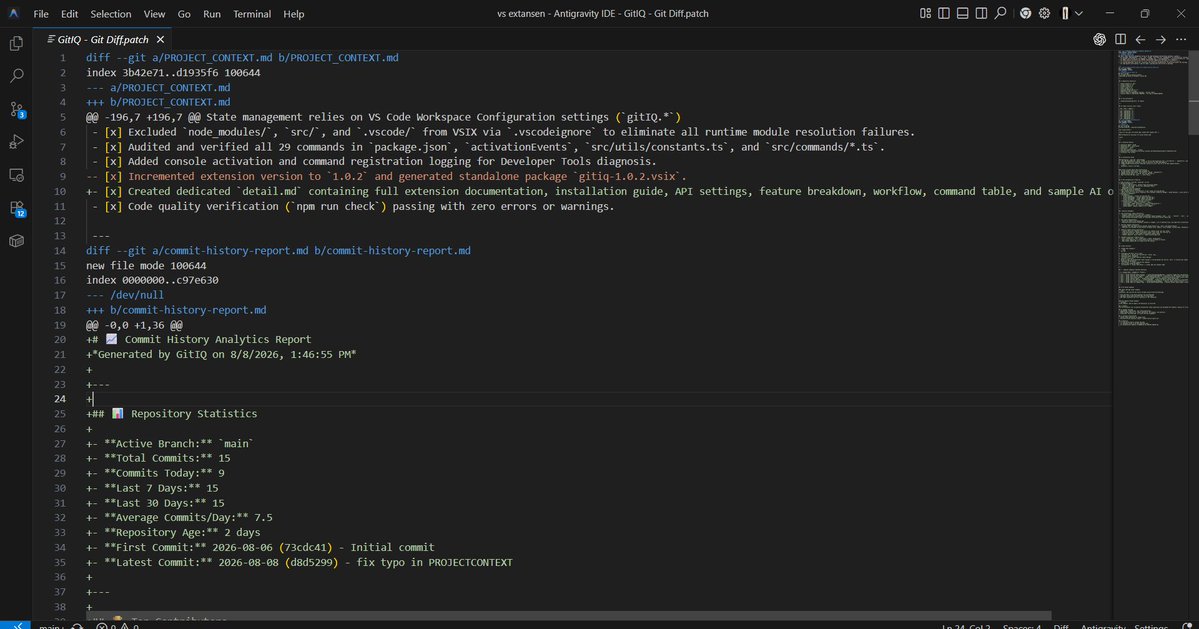 singhDivyansh77's tweet photo. @lazydevsagency Exactly – GitIQ reads the actual staged diff (git diff --cached) before generating the commit message. https://t.co/BaXXJ7jxKY